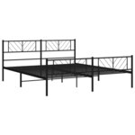 vidaXL Cadre de lit métal avec tête de lit/pied de lit noir 193x203 cm