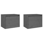 vidaXL Armoires murales 2 Pièces Gris 45x30x35 cm Bois de pin massif