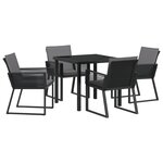 vidaXL Ensemble de jardin de 5 pièces avec des coussins en poly rotin noir