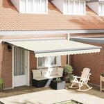 vidaXL Auvent Rétractable Crème 400 × 300 cm Tissu  Métal