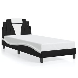vidaXL Cadre de lit Viana sans matelas noir et blanc 90x190 cm similicuir