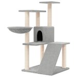 vidaXL Arbre à chat avec griffoirs en sisal Gris clair 94 cm