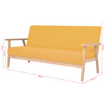 vidaXL Canapé à 3 places Tissu Jaune