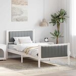 vidaXL Cadre de lit Blanc et gris clair 90 x 200 cm Bois massif en pin