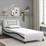 vidaXL Cadre de lit avec lumières LED blanc noir 90x200 cm similicuir