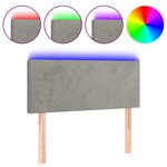 vidaXL Tête de lit à LED Gris clair 80x5x78/88 cm Velours