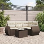 vidaXL Salon de jardin avec coussins 5 Pièces marron résine tressée