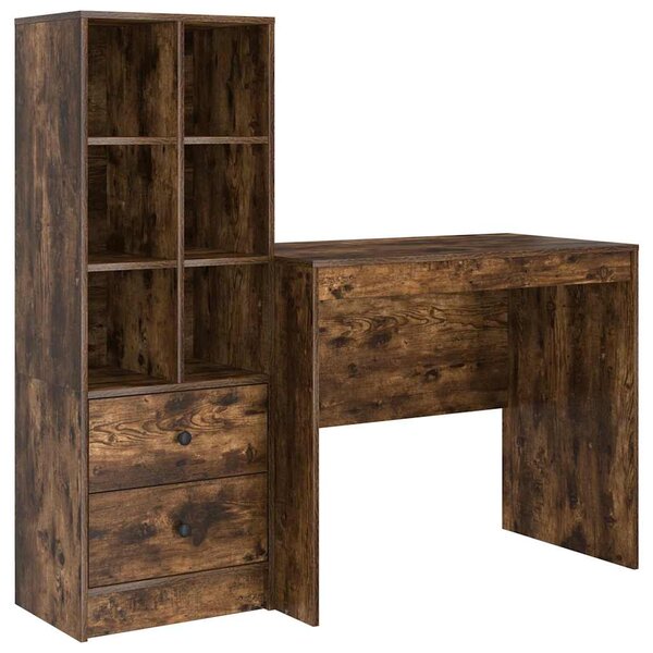 vidaXL Bureau Rangement Chêne Fumé Bois d'Ingénierie