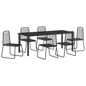 vidaXL Ensemble de salle à manger pour jardin 7 Pièces Noir