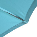 Parasol déporté rond inclinable manivelle piètement mât métal. Dim. Ø 2 96 x 2 6h m polyester haute densité bleu ciel