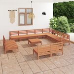 vidaXL Salon de jardin 13 Pièces Bois de pin massif Marron miel