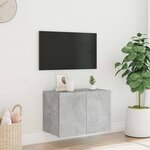 vidaXL Meuble TV mural avec lumières LED gris béton 60x35x41 cm