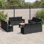 vidaXL Salon de jardin avec coussins 13 Pièces noir résine tressée