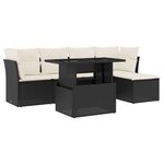 vidaXL Salon de jardin 6 Pièces avec coussins noir résine tressée