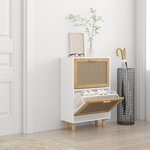 vidaXL Armoire à chaussures Blanc 52x25x80 cm Bois d'ingénierie/rotin