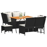 vidaXL Salon de jardin 5 Pièces avec coussins noir résine tressée
