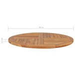 vidaXL Dessus de table Bois de teck solide Rond 2 5 cm 90 cm