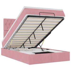 vidaXL Cadre de lit ottoman avec matelas rose 120x200 cm velours
