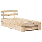 vidaXL Cadre de lit avec tête de lit Naturel 75 x 190 cm Pin massif