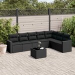 vidaXL Salon de jardin 8 Pièces avec coussins noir résine tressée