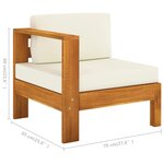 vidaXL Salon de jardin 9 Pièces avec coussins blanc crème bois d'acacia