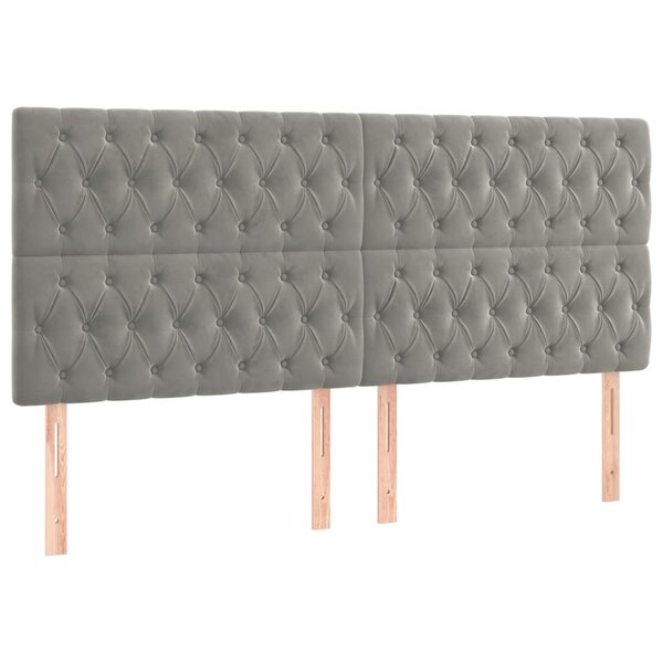vidaXL Têtes de lit 4 Pièces Gris clair 90x7x78/88 cm Velours