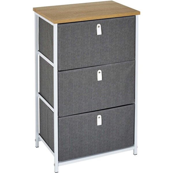 Meuble de rangement tiroirs en tissu plateau en bois 3 tiroirs