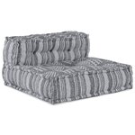 Canapé pouf modulable 4 places convertible en tissu gris clair