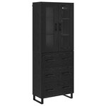vidaXL Haut Armoire 2 Pièces Chêne noir Bois Aggloméré et Verre