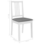 vidaXL Chaises à manger avec coussins lot de 6 blanc bois solide