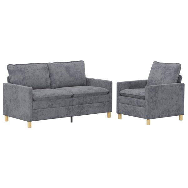 vidaXL Ensemble de Canapés 2 Pièces Gris clair Polyester