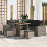 vidaXL Ensemble de canapé de jardin 8 Pièces Gris polyrotin
