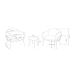 Salon avec table et 2 fauteuils Taupe/Beige Ziva