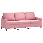 vidaXL Canapé à 3 places avec repose-pieds Rose 180 cm Velours