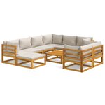 vidaXL Salon de jardin 10 Pièces avec coussins gris clair bois massif