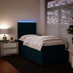 vidaXL Sommier à lattes de lit avec matelas bleu 90x190 cm velours