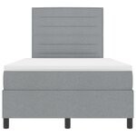 vidaXL Lit à ressorts avec matelas et lumière LED grise claire 120 x 190 cm  cadre en tissu.