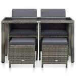 vidaXL Mobilier à dîner de jardin 5Pièces et coussins Résine tressée Gris