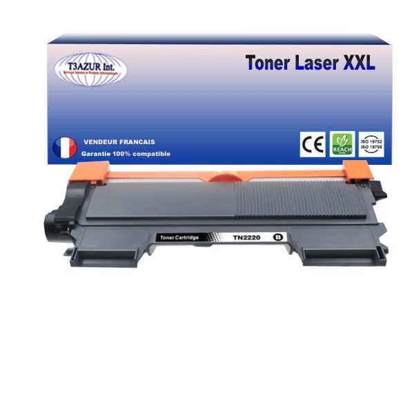 Toner  compatible avec  Brother TN2220, TN2010 pour Brother MFC7460, MFC7460DN - 2600 pages - T3AZUR