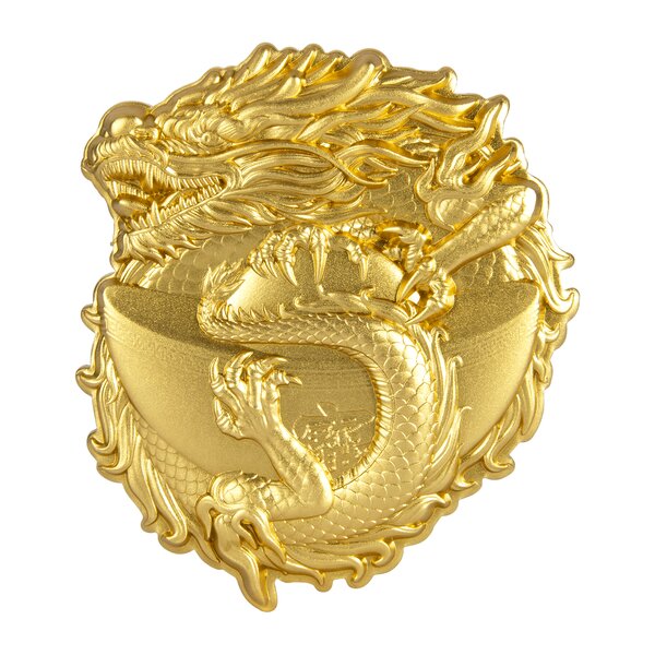 DRAGON DE LA PROSPERITE Pièce de monnaie en argent plaqué or de 1 once 5000 Francs Tchad 2025