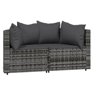 vidaXL Canapés d'angle de jardin et coussins 2 Pièces gris résine tressée