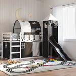 vidaXL Lit superposé sans matelas avec toboggan blanc noir 90x200 cm