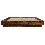 vidaXL Cadre de lit et lumières LED sans matelas chêne fumé 135x190 cm