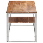 vidaXL Table basse argenté acier inoxydable et bois massif d'acacia