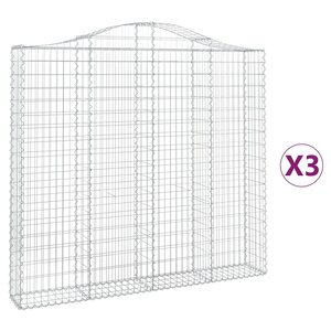 vidaXL Paniers à gabions arqués 3 Pièces 200x30x180/200 cm Fer galvanisé