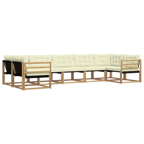 vidaXL Ensemble de canapés d'extérieur 7 Pièces Blanc et crème