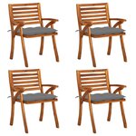 vidaXL Chaises de jardin avec coussins lot de 4 Bois de teck solide