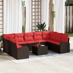 vidaXL Ensemble de canapé de jardin 10 Pièces Marron et rouge