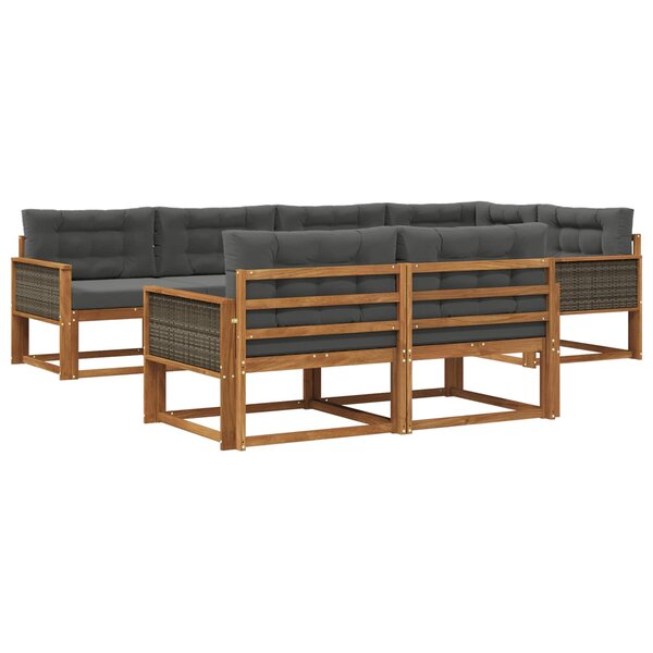 vidaXL Ensemble de canapés d'extérieur 8 pc Naturel et Anthracite