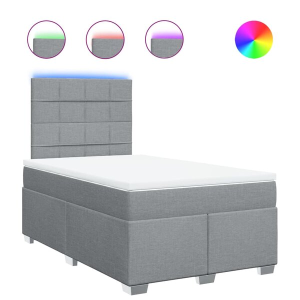 vidaXL Sommier à lattes de lit avec matelas Gris clair 120x200cm Tissu